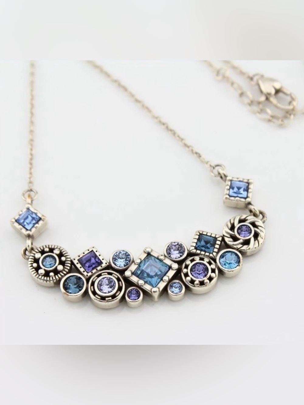 🩵VERY RARE BRIGHTON HALO AURORA Necklace 💜 TANZANITE SWAROVSKI CRYSTAL RETIRED
